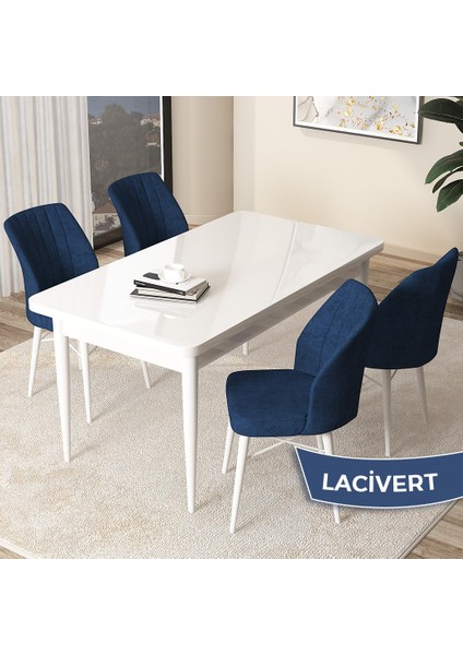 Concept Arp Serisi, Beyaz Masa 70X110 Sabit Mutfak Masası Takımı, 4 Sandalye