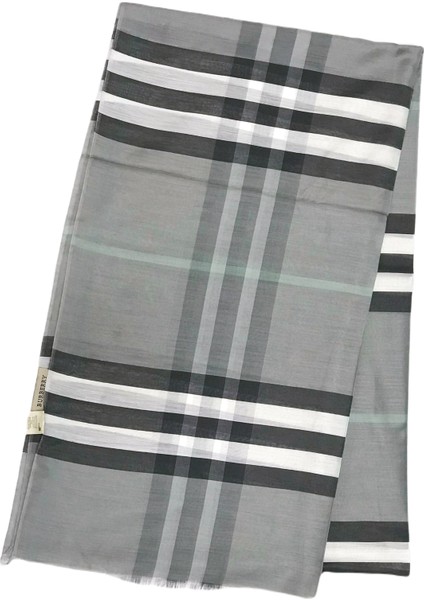 Burberry Ekose Desen Gri Beyaz Kareli Şal 70X250 cm Exaggerated Check