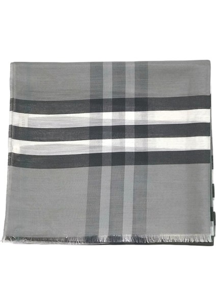 Burberry Ekose Desen Gri Beyaz Kareli Şal 70X250 cm Exaggerated Check modelleri