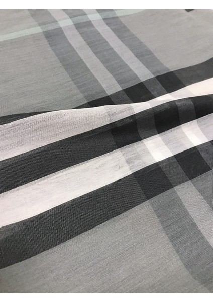 Burberry Ekose Desen Gri Beyaz Kareli Şal 70X250 cm Exaggerated Check indirimleri