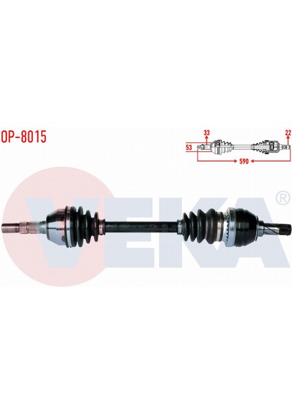 Opel Astra H 1.4i Uzunluk 590MM 2004-2010 Komple Aks Sol Ön 6334038
