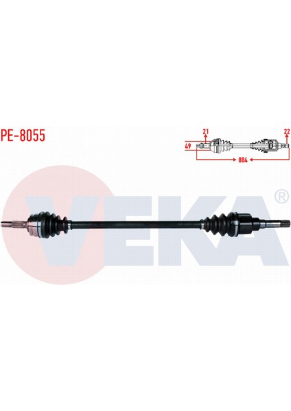 Peugeot 301 1.2 Vtı M-T Uzunluk 884MM 2012- Komple Aks Sağ Ön 9803966380|9803966380