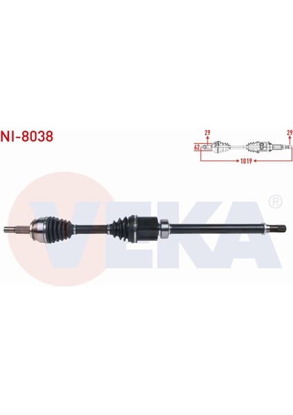 Nıssan Qashqaı (J11) 1.6 Dcı 4x4 M-T 2014- Komple Aks Sağ Ön Uzunluk 1019MM 39100-4EB1A