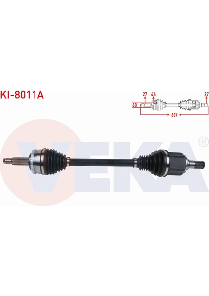 Kıa Ceed 1.6 Crdı A-T 2006-2012 Komple Aks Sol Ön Uzunluk 667MM Absli 46 Dış 49501-1H111