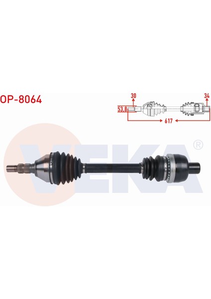 Opel Vectra C 1.9 Cdtı M-T (M32 Snz) 2002-2008 Komple Aks Sağ Ön Uzunluk 617MM 374626|13166589