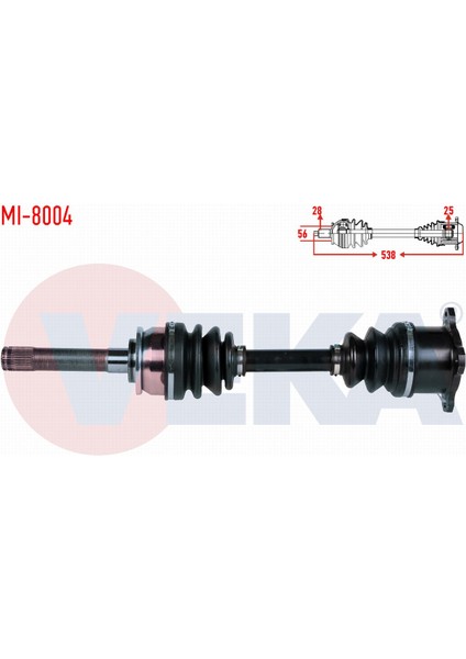 Mıtsubıshı L 200 (K7T,K6T) 2.5 Td 4x4 Uzunluk 537,5MM 1996-2007 Komple Aks Ön Sağ MR276870|MR276874