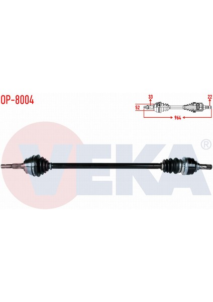 Opel Astra G (F69) 1.4 16V Uzunluk 964MM 1998-2005 Komple Aks Sağ Ön 374769