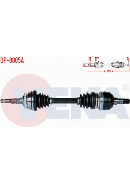 Opel Vectra B 2.0i Abslı 29 Dıs Uzunluk 595MM 1995-2003 Komple Aks Sol Ön 90512386
