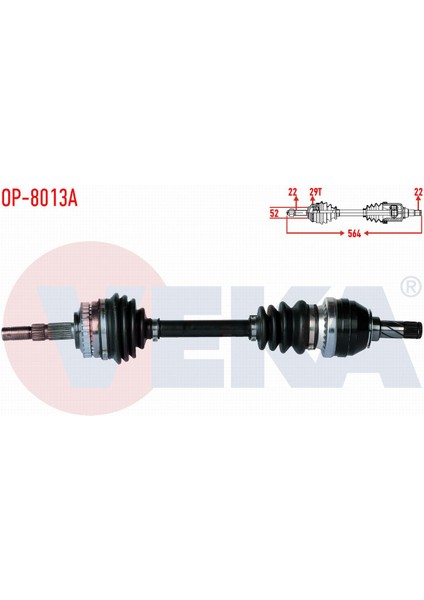 Opel Corsa B 1.6i 16V Abslı 29 Dıs Uzunluk 564MM 1993-2000 Komple Aks Sol Ön 374259