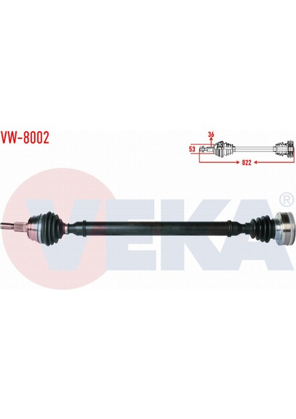 Volkswagen Golf Iv (1j1) 1.6i Uzunluk 822MM 1997-2005 Komple Aks Sağ Ön 1J0407272AB
