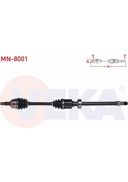 Mını Cooper (R50,R53) 1.6 M-T Uzunluk 924 mm 2001-2006 Komple Aks Sağ Ön 31607574866