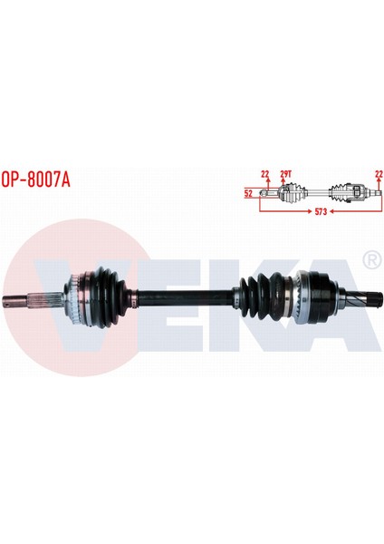 Opel Corsa B 1.2i 16V Abslı 29 Dıs Uzunluk 573MM 1993-2000 Komple Aks Sol Ön 26029828