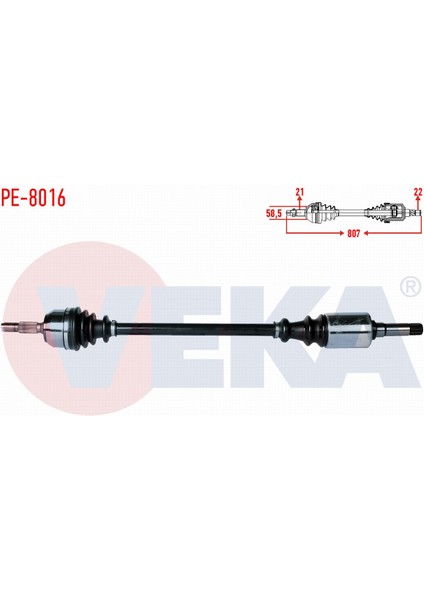 Peugeot 106 Iı 1.4i Uzunluk 807MM 1996-2002 Komple Aks Sağ Ön 3273.7H