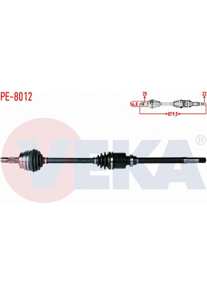 Peugeot 306 (7b,n3,n5) 1.6i Uzunluk 879,5MM 1993-2002 Komple Aks Sağ Ön 3273Z5
