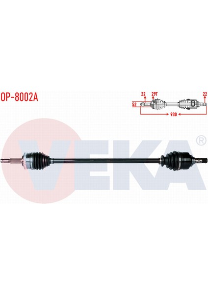 Opel Corsa C 1.3 Cdtı Abslı 29 Dıs Uzunluk 930MM 2000-2006 Komple Aks Sağ Ön 26095017