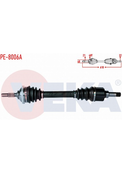 Peugeot 206 (2A/C) 1.4 Hdı Abslı 48 Dıs Uzunluk 610MM 1998-2006 Komple Aks Sol Ön 32724C