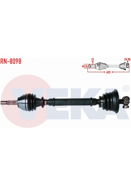 Renault Clıo Iı (Bb0/1/2,cb0/1/2) 1.4i Uzunluk 623 mm 1998-2005 Komple Aks Sol Ön 7711135243