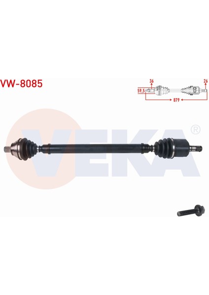 Volkswagen Golf V (1k1) 1.6i A-T 6 Ilerı Uzunluk 879MM 2003-2009 Komple Aks Sağ Ön 1K0407762FX