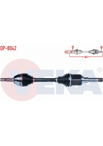 Opel Astra J 1.4 T - 1.6i A-T Uzunluk 643MM 2009-2016 Komple Aks Sol Ön 13250832|13335133|374365