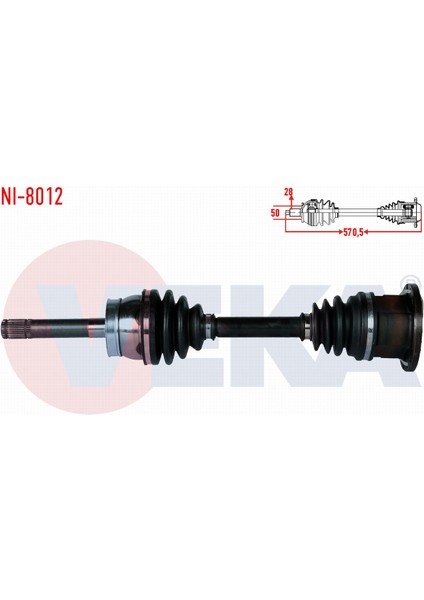 Nıssan Pıck Up (D22) 2.5 D 4x4 Uzunluk 570,5MM 1998- Komple Aks Sol-Sağ Ön 392042S680|39100-2S660