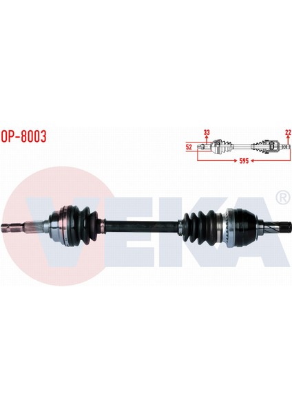 Opel Astra G (F69) 1.4 16V Uzunluk 595MM 1998-2005 Komple Aks Sol Ön 374321