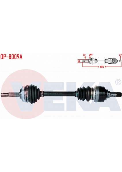 Opel Astra F 1.4i Abslı 29 Dıs Uzunluk 585MM 1991-2005 Komple Aks Sol Ön 90444328