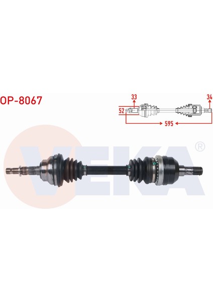 Opel Astra G 2.0 16V 1998-2005 Komple Aks Sol Ön Uzunluk 595MM 93184258