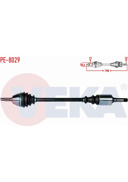 Peugeot 106 I (1A,1C) 1.4 Uzunluk 798MM 1991-1996 Komple Aks Sağ Ön 3273.0K