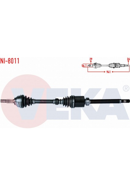 Nıssan Qashqaı (J10) 1.5 Dcı Uzunluk 941MM 2007-2014 Komple Aks Sağ Ön 39100BB32B