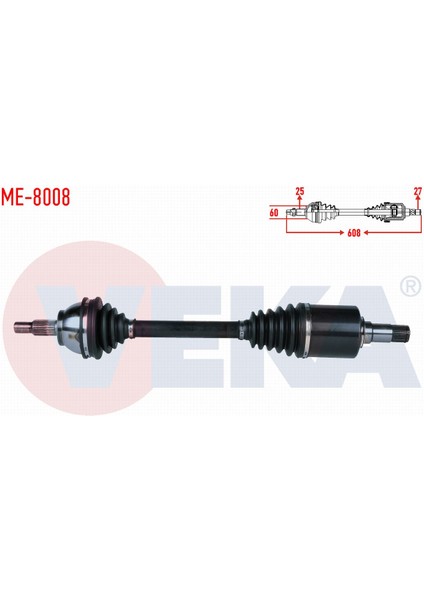 Mercedes A Serısı (W169) A 150 A-T Uzunluk 608MM 2004-2012 Komple Aks Sol Ön 1693701572