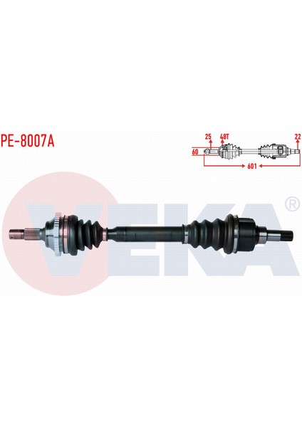 Peugeot 206 (2A/C) 1.6i 16V Abslı 48 Dıs Uzunluk 601MM 1998-2006 Komple Aks Sol Ön 3272.AF