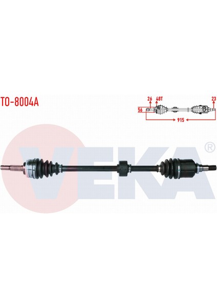 Toyota Corolla (_E12_) 1.4 Vvt-I Abslı 48 Dıs Uzunluk 915MM 2002-2007 Komple Aks Sağ Ön 4341002240