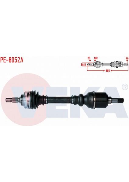 Peugeot Partner (Orta Kasa) 1.6 Hdı Abslı 48 Dıs Uzunluk 585MM 2003-2008 Komple Aks Sol Ön 3272.KL