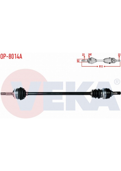 Opel Corsa B 1.6i 16V Abslı 29 Dıs Uzunluk 911MM 1993-2000 Komple Aks Sağ Ön 374260