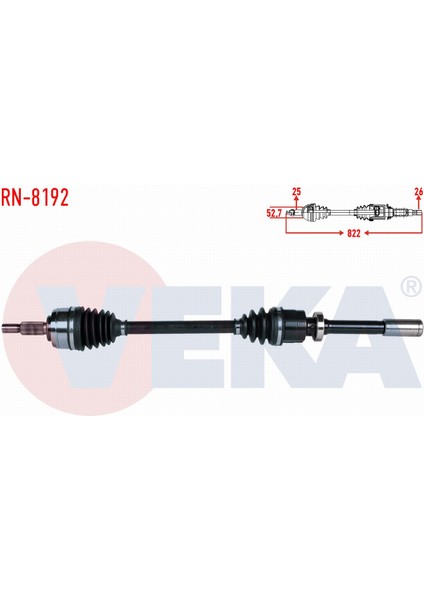 Renault Fluence (L30) 1.6 16V A-T Uzunluk 822MM 2009- Komple Aks Sağ Ön 77 01 469 542