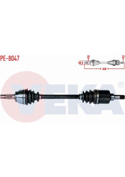 Peugeot 207 (Wa,wc) 1.4 Hdı Ma Sanzuman M-T Uzunluk 640MM 2006-2012 Komple Aks Sol Ön 3272LA