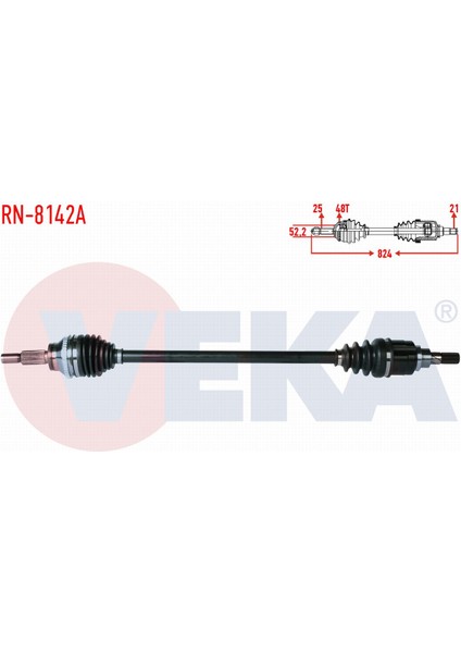 Dacıa Duster 4x4 1.5 Dcı Abslı 48 Dıs 25X21 Uzunluk 824MM 2010- Komple Aks Sol-Sağ Arka 396005911R