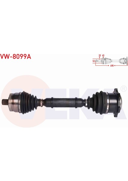 Volkswagen Passat (3b2) 1.9 Tdı Abslı 45 Dıs Uzunluk 498 mm 1996-2000 Komple Aks Sol Ön 8D0407271BE