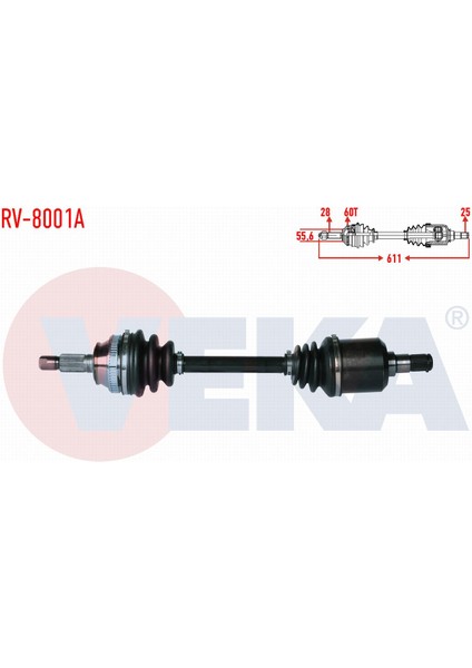 Land Rover Freelander (Ln) 1.8 16V Abslı 60 Dıs Uzunluk 611MM 98-07 Komple Aks Sol-Sağ Ön TDB000360