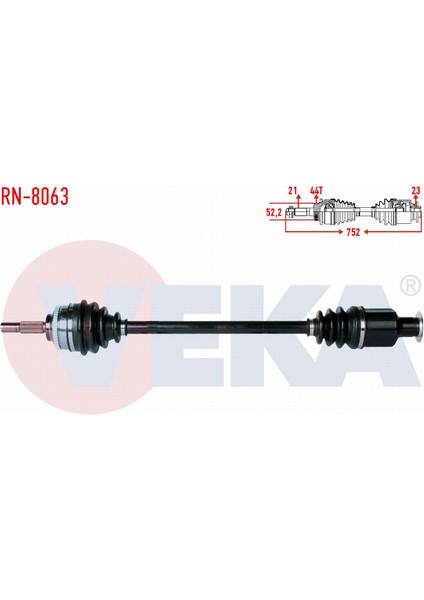 Renault Megane I 1.6 8V - 1.6i 16V Abslı 44 Dıs Uzunluk 752MM 96-03 Komple Aks Sağ Ön 77 01 352 425