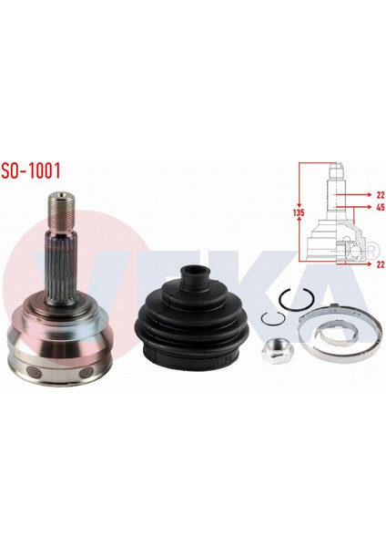 Skoda Favorıt 135 1.3 22X22X45 Uzunluk 134.8MM 1989-1994 Aks Kafası Sol-Sağ Ön Dış 115420170