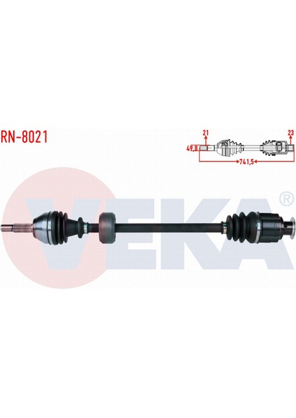 Renault Megane I (Ba0/1) 1.6i 8V Uzunluk 741,5MM 1996-2003 Komple Aks Sağ Ön 7701352597