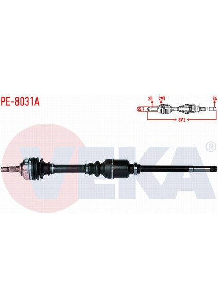 Peugeot Partner (5,5f) 2.0 Hdı Abslı 29 Dıs Uzunluk 871MM 1996-2008 Komple Aks Sağ Ön 3273.0R