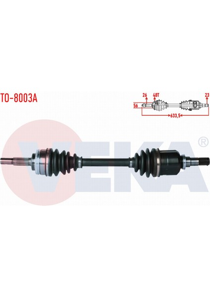 Toyota Corolla (_E12_) 1.4 Vvt-I Abslı 48 Dıs Uzunluk 633.5MM 2002-2007 Komple Aks Sol Ön 4342002270
