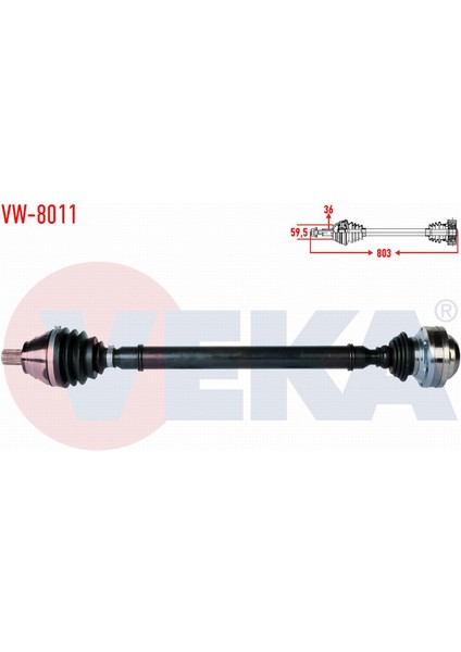 Volkswagen Caddy Iıı (2ka,2kh,2ca,2ch) 1.9 Tdı Bjb Uzunluk 803MM 04-10 Komple Aks Sağ Ön 04491-28020