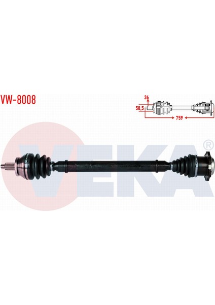 Volkswagen Polo (9n_) 1.4 Tdı M-T Uzunluk 759MM 2001-2012 Komple Aks Sağ Ön 6Q0407452HX