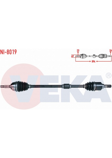Nıssan Mıcra (K12) 1.2i 16V M-T Uzunluk 894MM 2003-2010 Komple Aks Sağ Ön 030 121 005NV