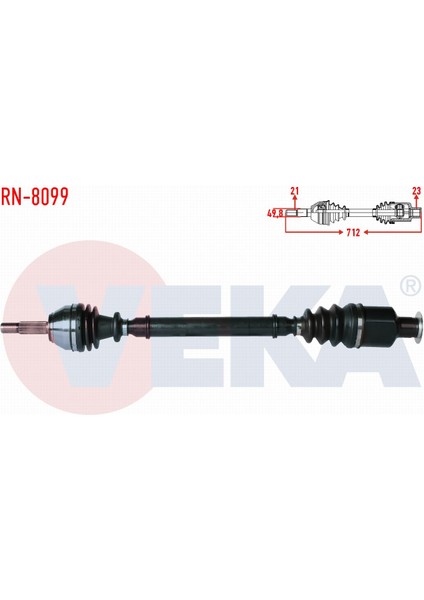 Renault Clıo Iı (Bb0/1/2,cb0/1/2) 1.4i Uzunluk 712MM 1998-2005 Komple Aks Sağ Ön 7701352777