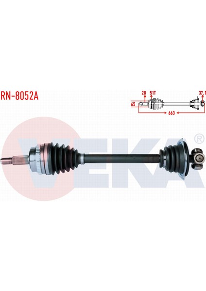 Renault Master Iı (Fd) 2.5 Dcı Abslı 51 Dıs Uzunluk 663 mm 1998-2010 Komple Aks Sol Ön 4401185