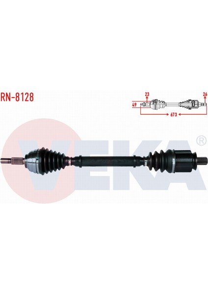 Renault Megane Iı (Bm0/1,cm0/1) 1.6i 16V A-T Uzunluk 673MM 2002-2008 Komple Aks Sol Ön 8200613828